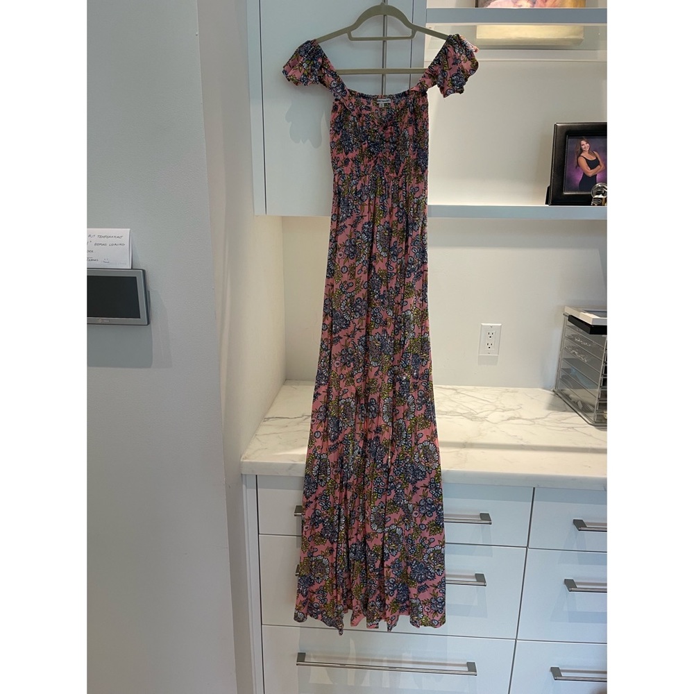 Pink Flower Maxi Dress w/ Slit